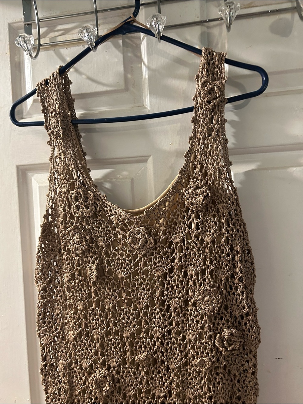 Zara Brown Crochet Sleeveless Maxi Dress - Picture 2 of 3